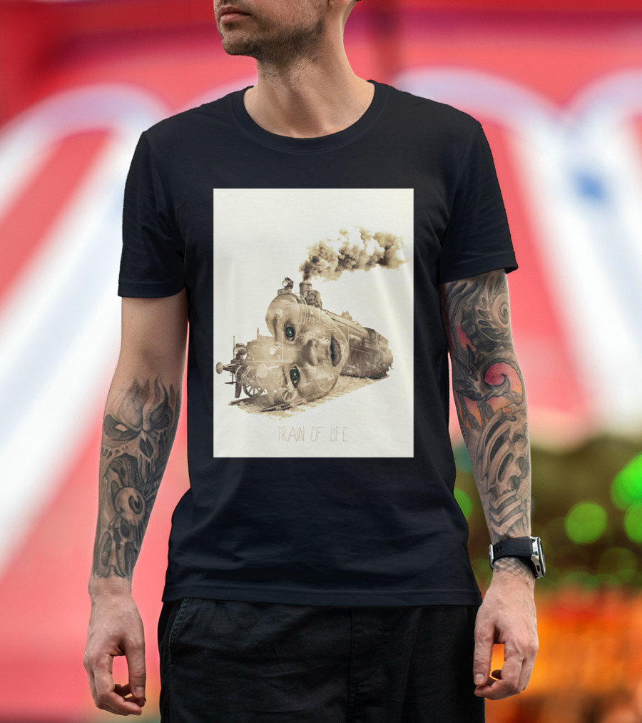 Train Of Life With Surreal Locomotive Face T-Shirt