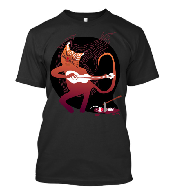 Singing Cat With Guitar And Mouse Dinner T-Shirt