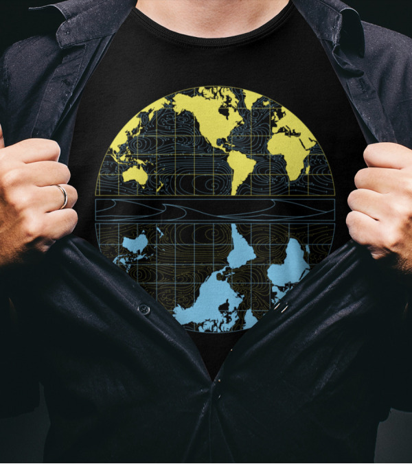 World Stream Drift Map Circular Ocean Currents Visualization T-Shirt