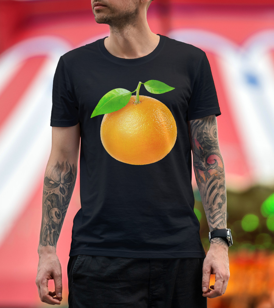 Tangerine Fruit Fresh Citrus with Green Leaves T-Shirt