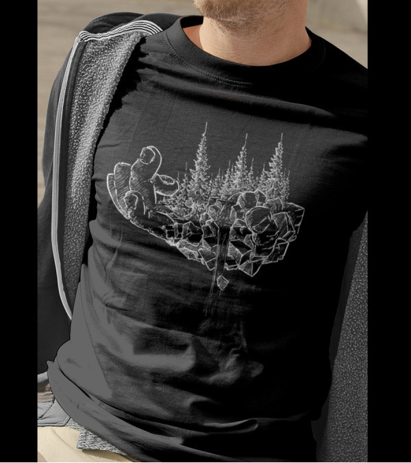 Floating Hand Scape Surreal Forest Rock Formation T-Shirt