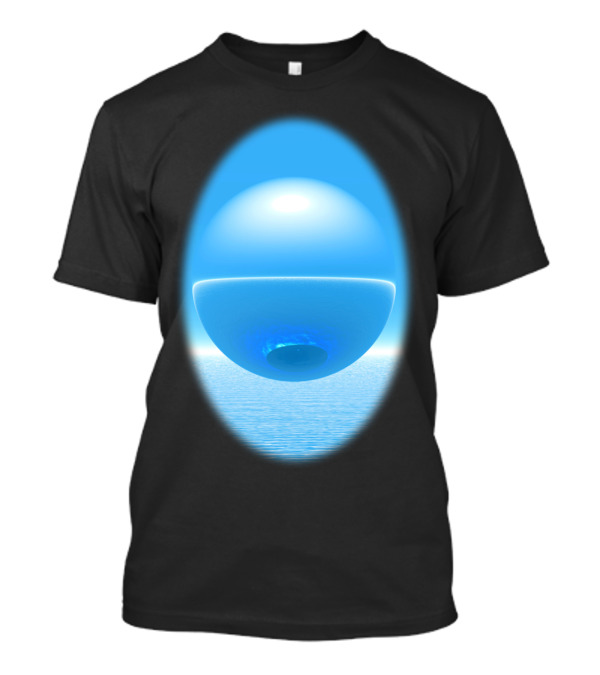 Floating Orb Over Reflected Ocean Horizon T-Shirt