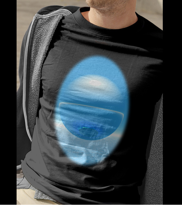 Floating Orb Over Reflected Ocean Horizon T-Shirt