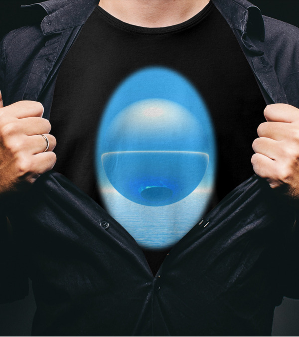 Floating Orb Over Reflected Ocean Horizon T-Shirt
