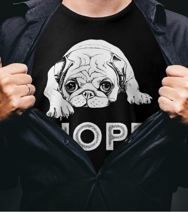 Nope Lazy Pug Dog Illustration Funny Pug T-Shirt