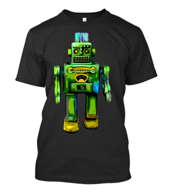 Retro Green Tin Toy Robot T-Shirt