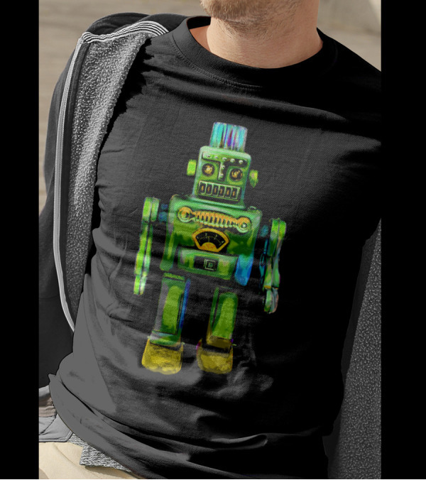 Retro Green Tin Toy Robot T-Shirt