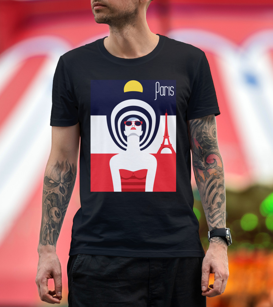 Paris Retro Chic with Eiffel Tower Elements T-Shirt