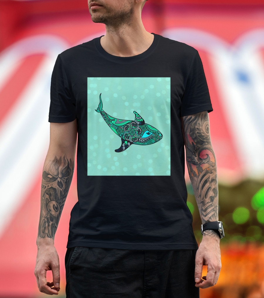Love Whale Intricate Pattern Bubbles T-Shirt
