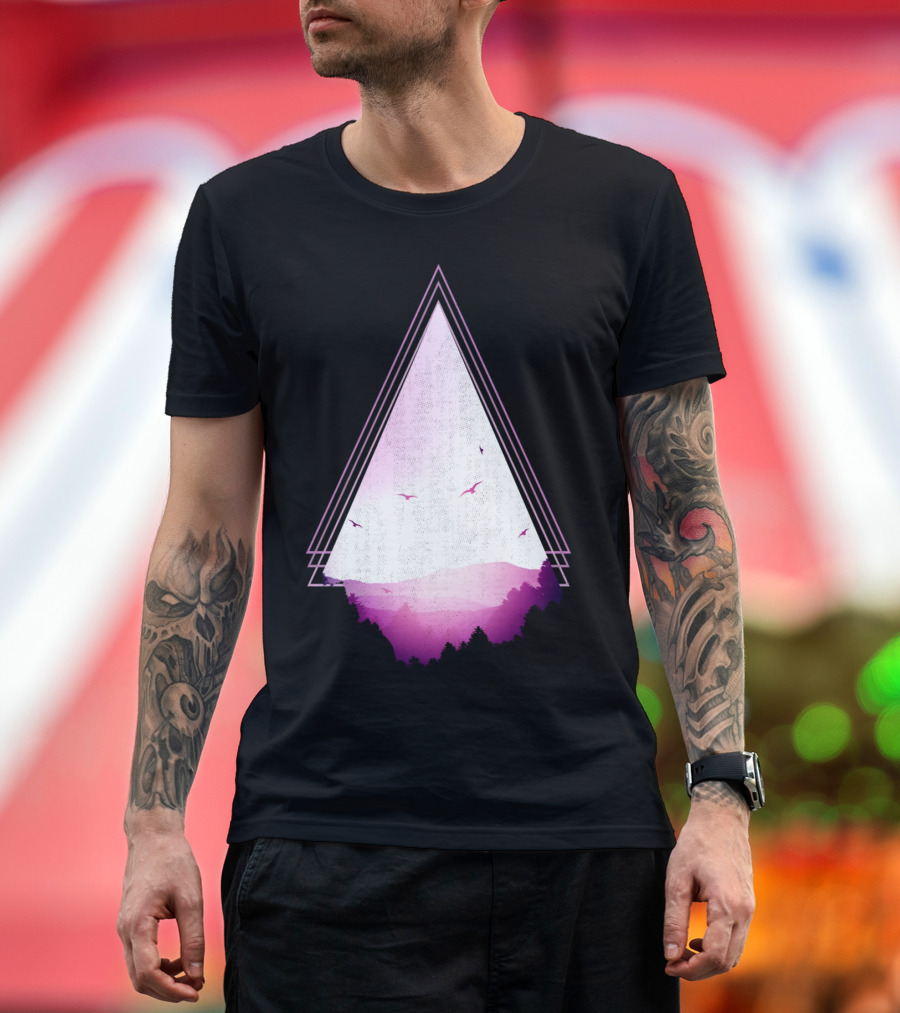 Triangle Nature Life Gradient Forest Birds T-Shirt