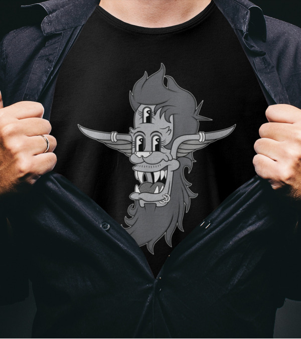 Retro Three Eyed Elvish Lad Graphic With Fangs And Horns T-Shirt