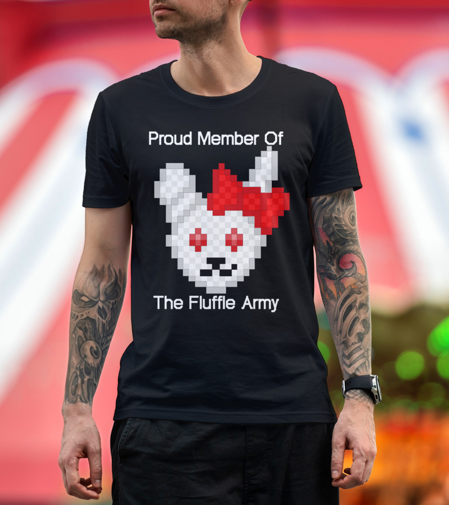 Proud Member of The Fluffle Army Pixel Bunny Badge T-Shirt