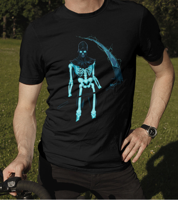 Demon With A Scythe Glowing Skeleton Warrior T-Shirt