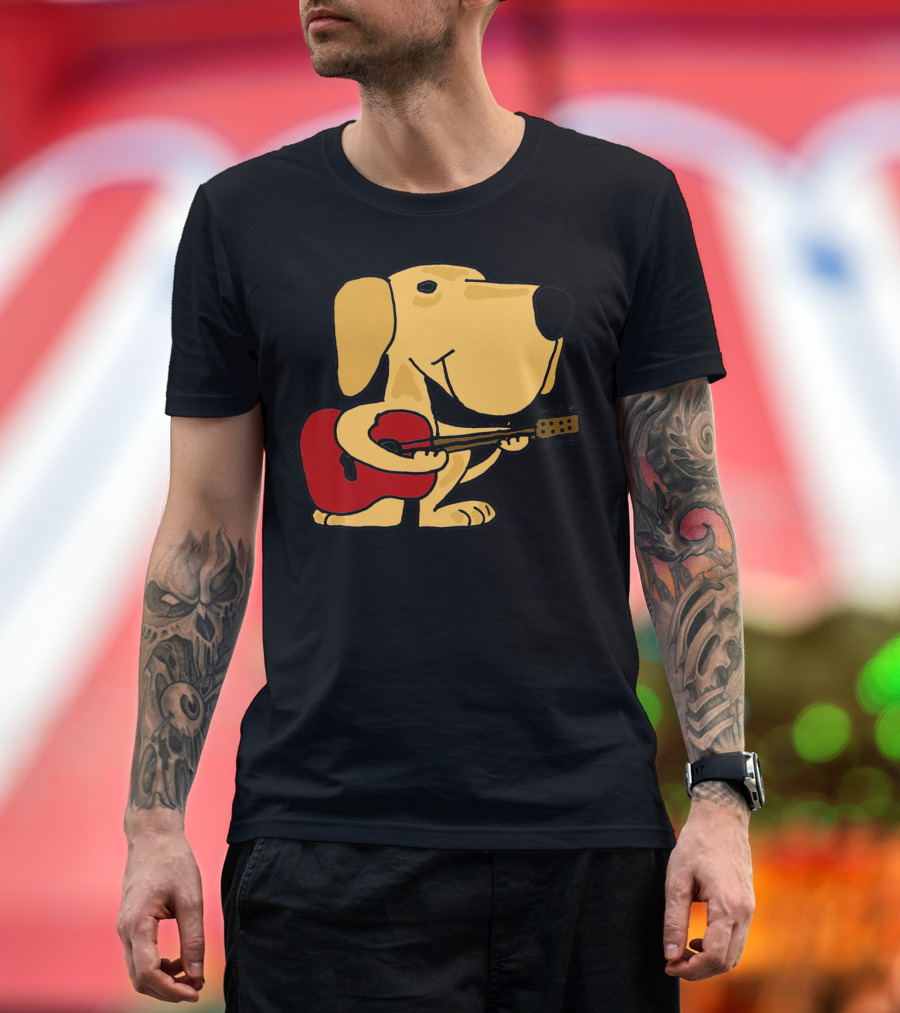 Yellow Labrador Retriever Puppy Playing Guitar T-Shirt