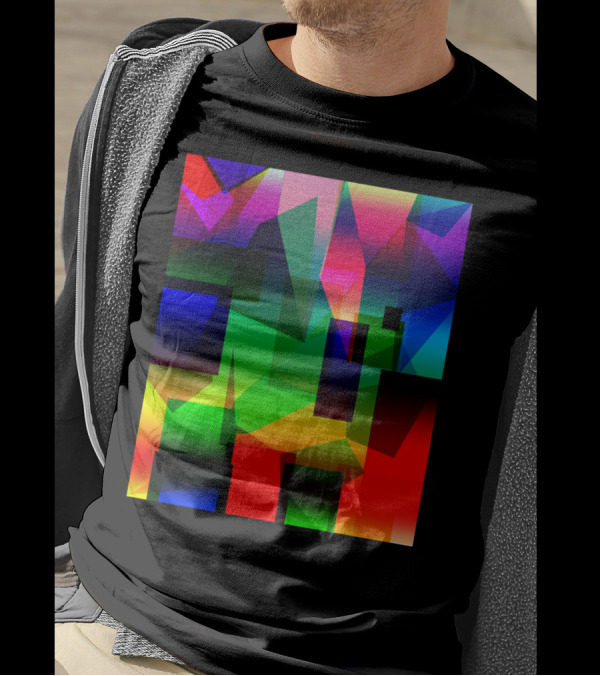 Depth Large Multicolored Geometric Abstract T-Shirt