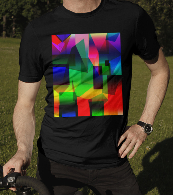 Depth Large Multicolored Geometric Abstract T-Shirt