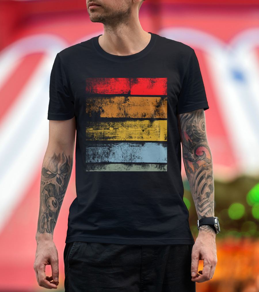 Retro Colorful Distressed Wood Planks T-Shirt