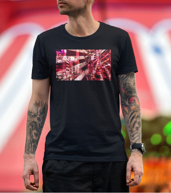 Premium T-Shirt: Not Kawaii Neon Cityscape Japanese Signs and Cherry Blossoms T-Shirt Not Kawaii Neon Cityscape Japanese Signs and Cherry Blossoms T-Shirt