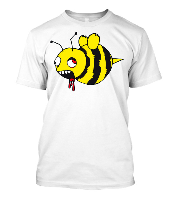 Return Of The Living Zombee Striped Blood-Dripping Cartoon Character T-Shirt