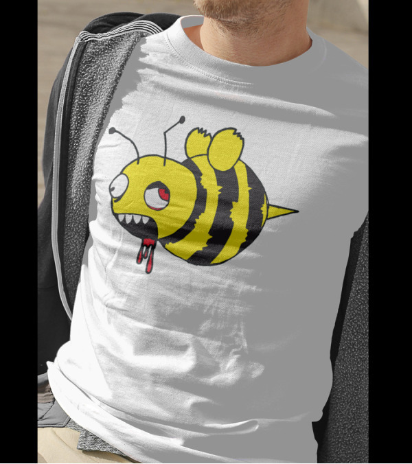 Return Of The Living Zombee Striped Blood-Dripping Cartoon Character T-Shirt