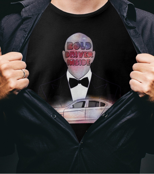 Bold Driver Inside TripleTees Car Silhouette Galaxy Tuxedo T-Shirt