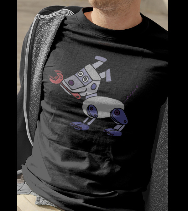 Rex The Robot Dog Holding Spanner Playful Pose T-Shirt