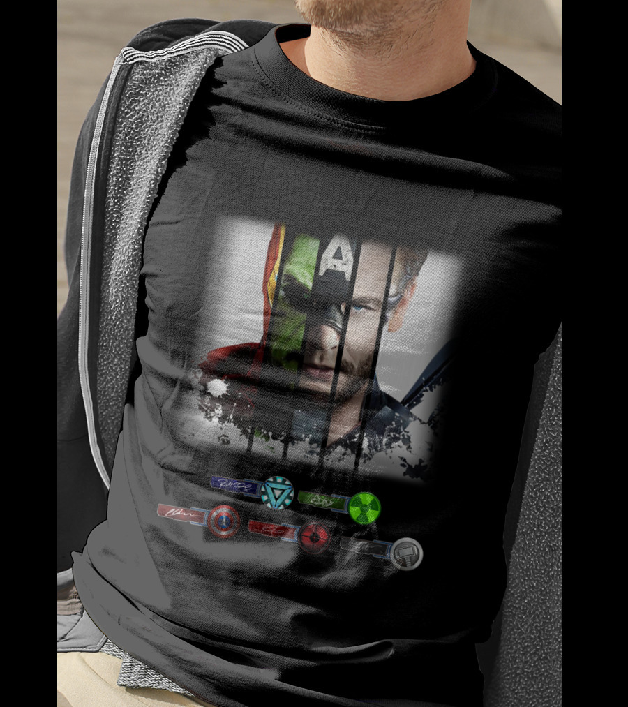 MARVEL Iron Man Hulk Captain America Wolverine Black Widow Hero Symbols T-Shirt