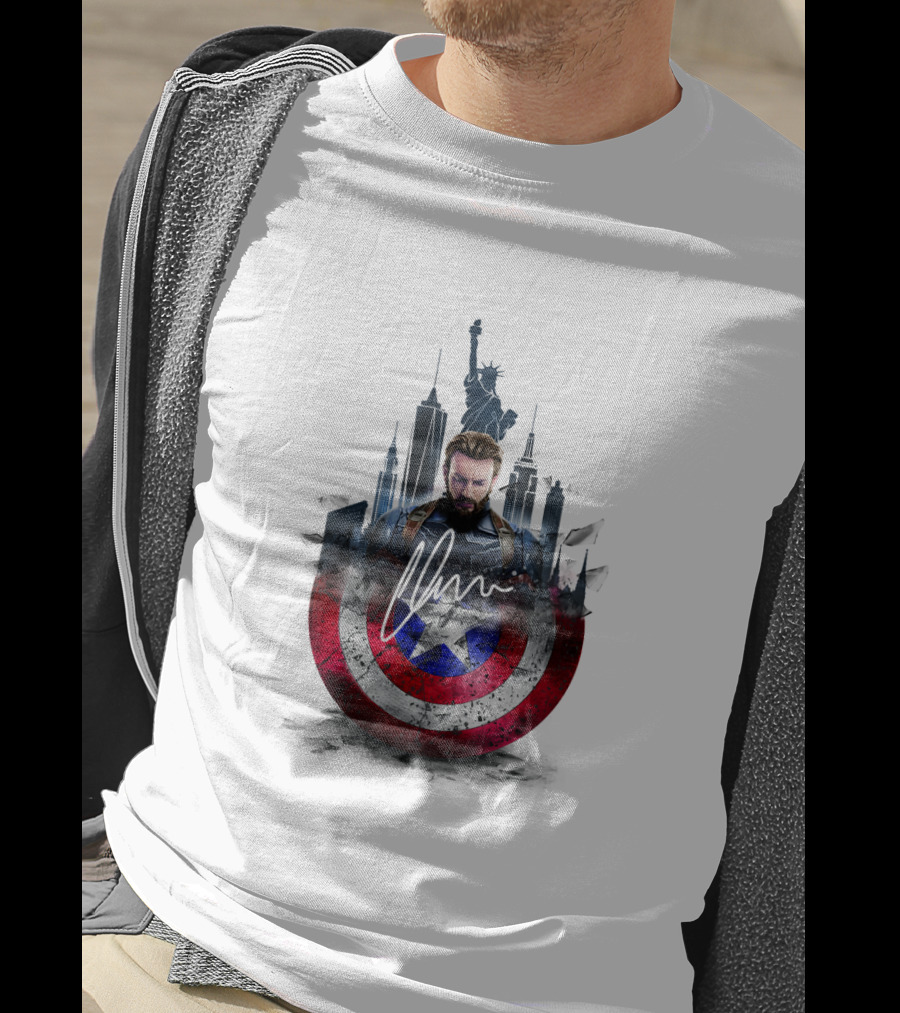 Captain America Shield New York City Skyline Heroic T-Shirt