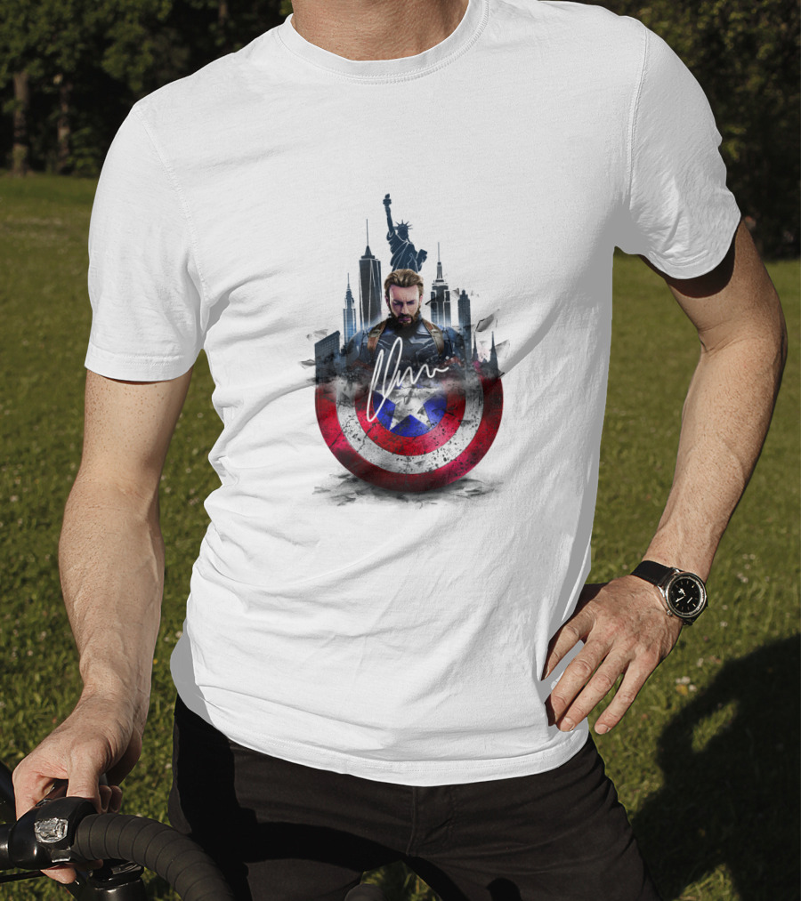 Captain America Shield New York City Skyline Heroic T-Shirt