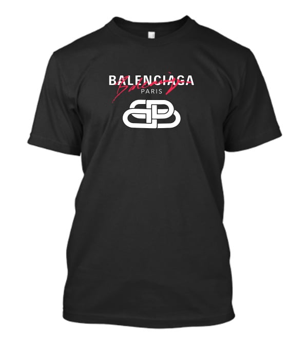 Balenciaga Paris Logo With Red Scribble Stripe T-Shirt