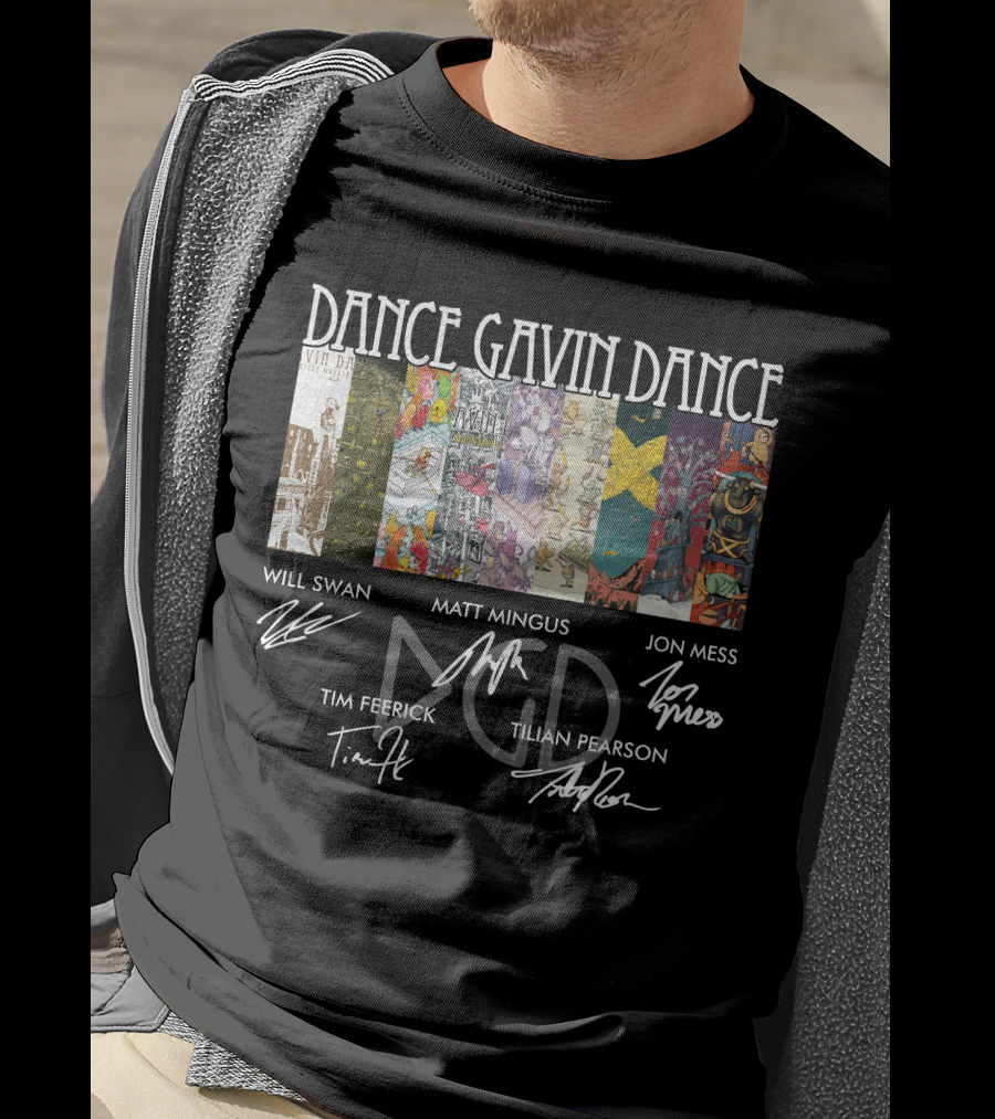 Dance Gavin Dance Signed Art Collage Will Swan Matt Mingus Jon Mess Tim Feerick Tilian Pearson T-Shirt