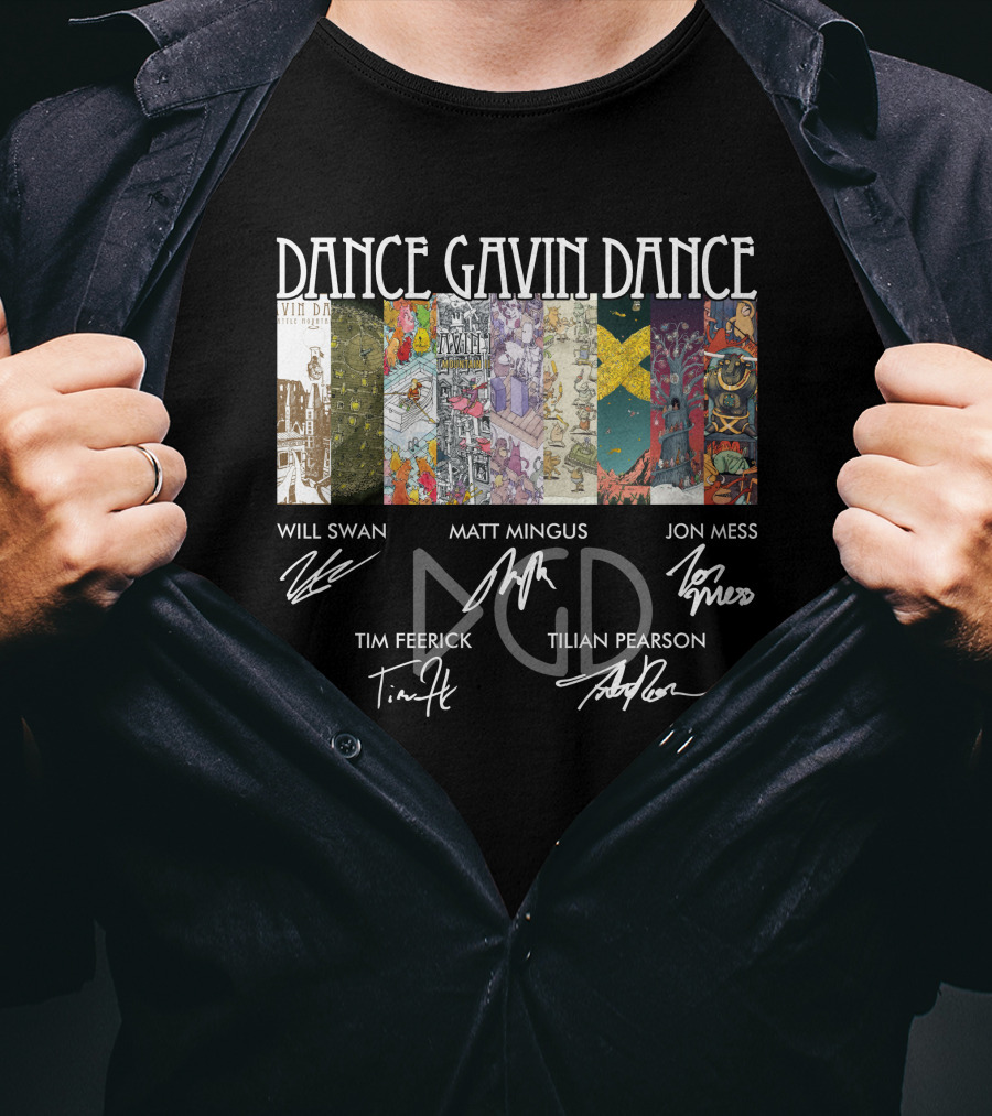 Dance Gavin Dance Signed Art Collage Will Swan Matt Mingus Jon Mess Tim Feerick Tilian Pearson T-Shirt