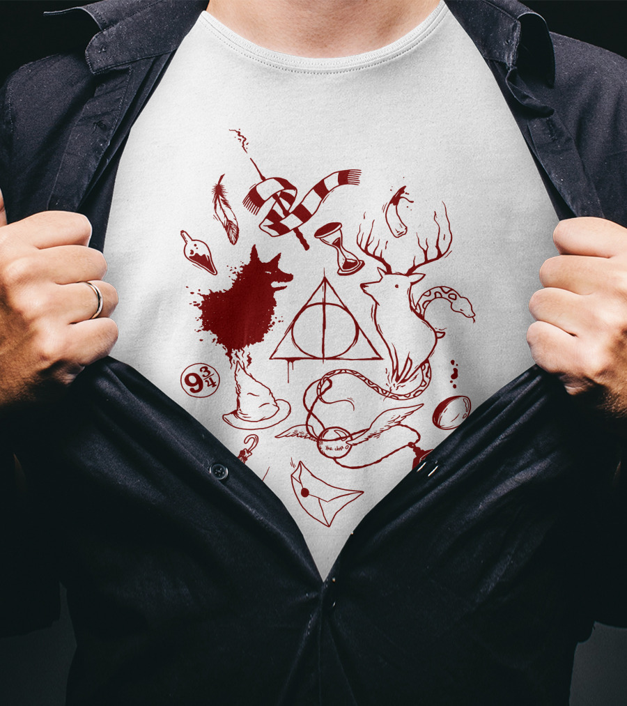 Marauder's Enchantment Wizardry Icons With Hogwarts Elements And Magical Creatures T-Shirt