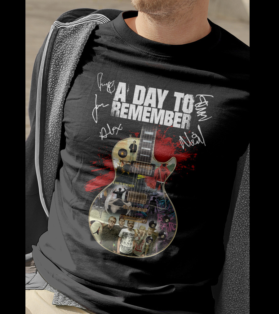 A Day To Remember Signed Guitar Collage T-Shirt