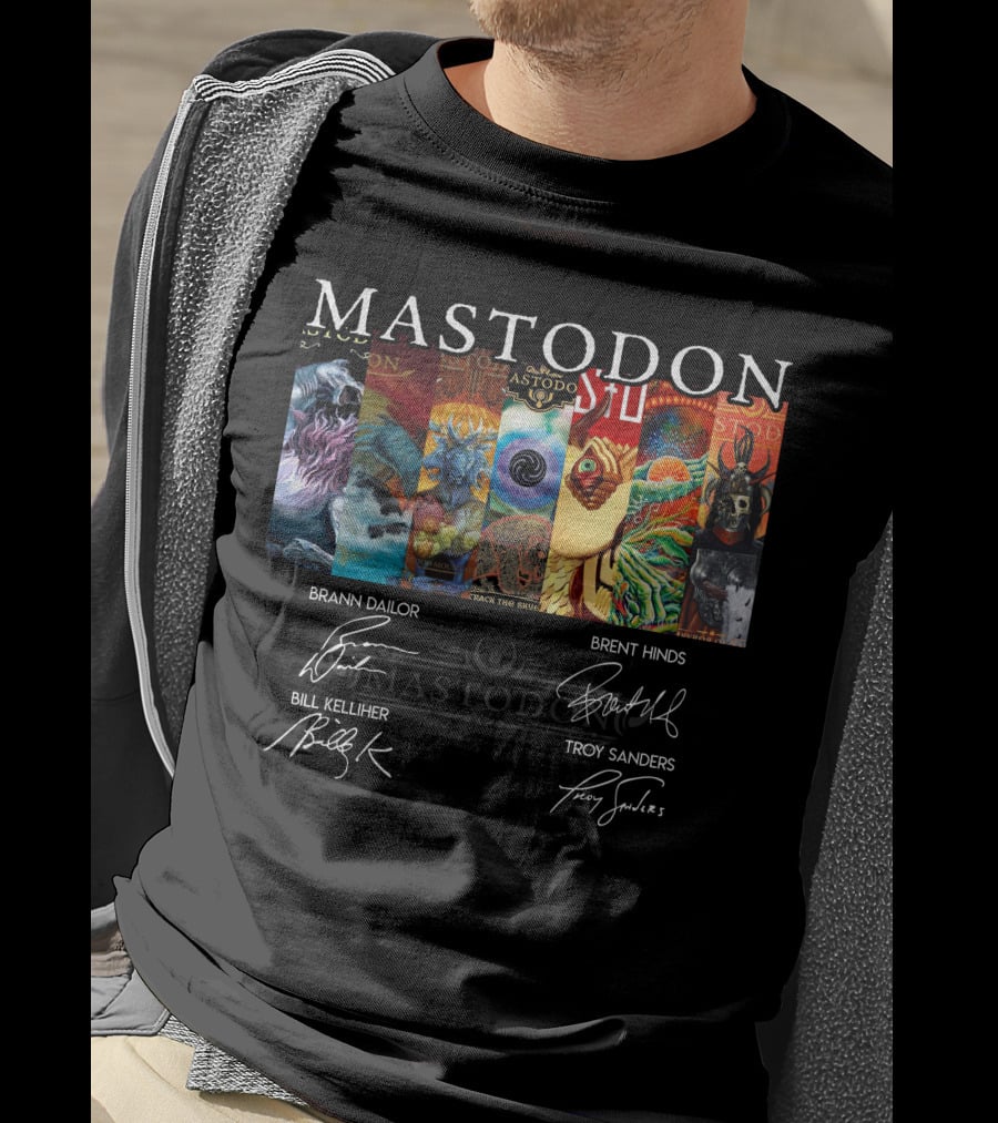 Mastodon Signed Album Art Brann Dailor Brent Hinds Bill Kelliher Troy Sanders T-Shirt