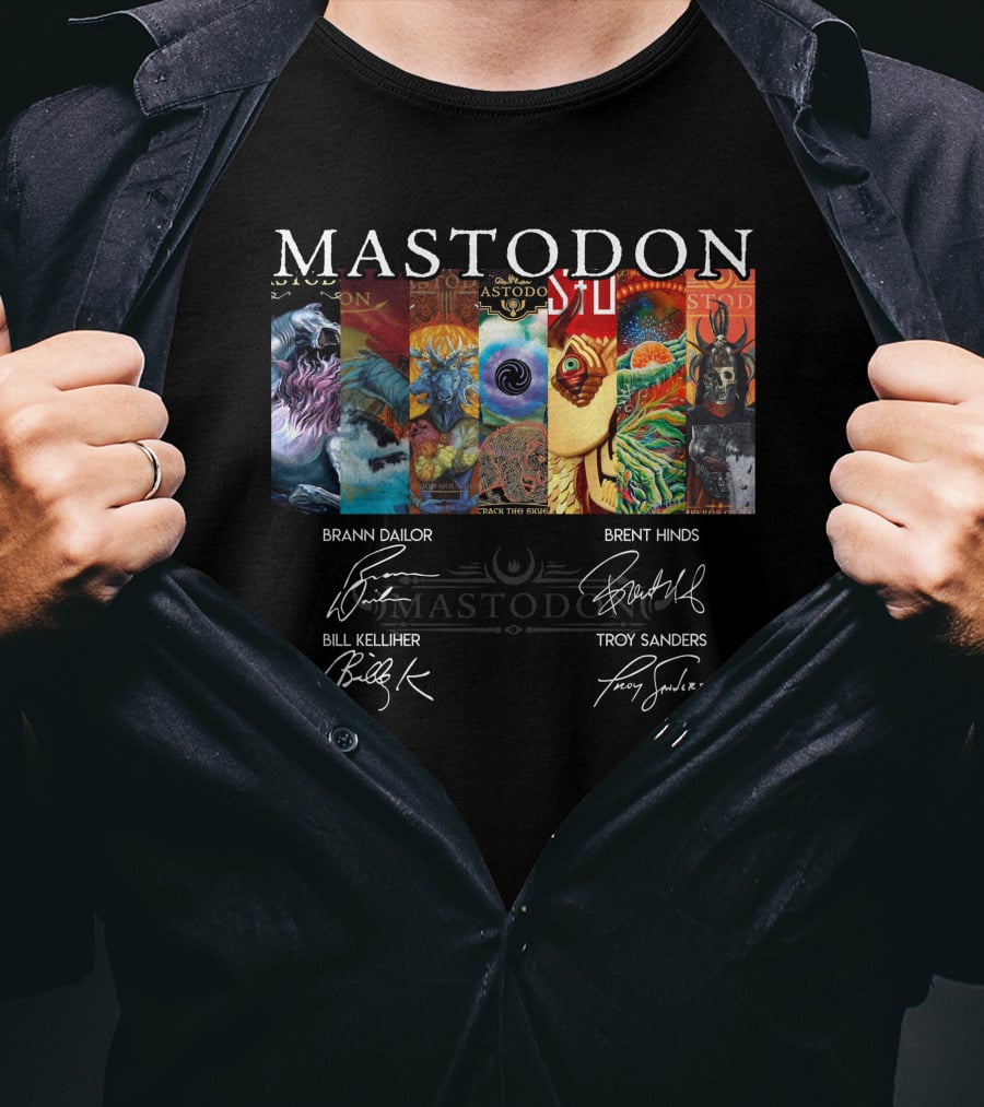 Mastodon Signed Album Art Brann Dailor Brent Hinds Bill Kelliher Troy Sanders T-Shirt