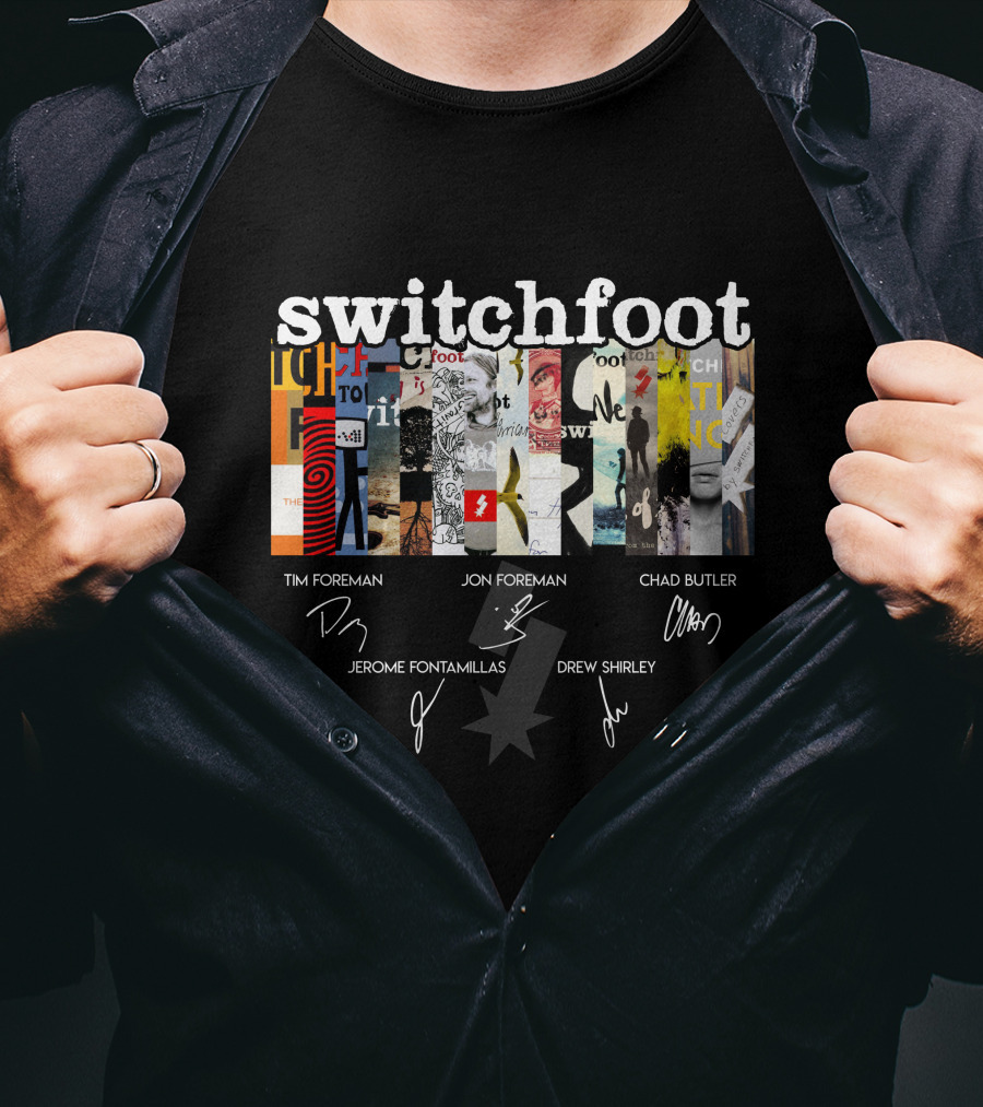 Switchfoot Album Collage With Band Member Signatures T-Shirt