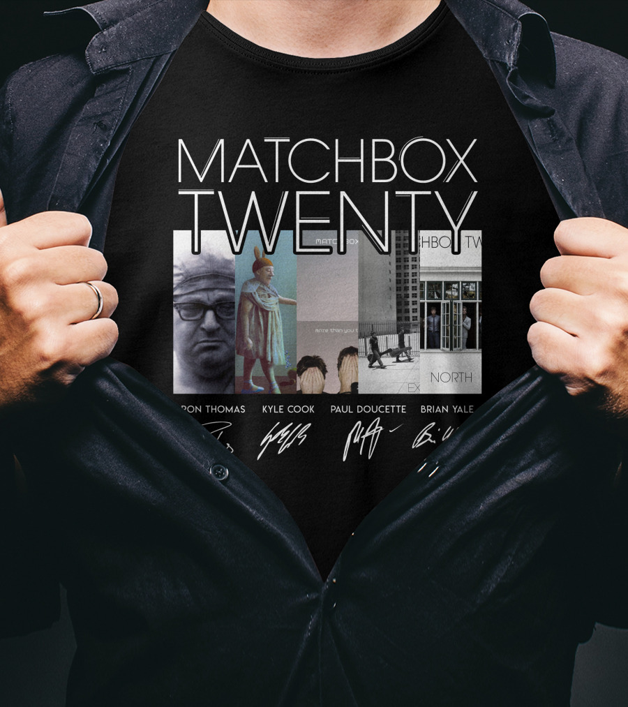 Matchbox Twenty More Than You Think You Are North Albums Signatures Ron Thomas Kyle Cook Paul Doucette Brian Yale T-Shirt