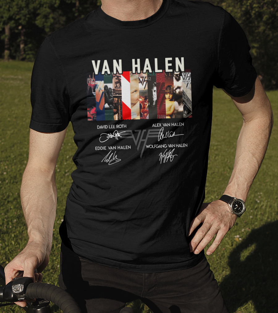 Van Halen Album Covers And Band Member Signatures Collection T-Shirt