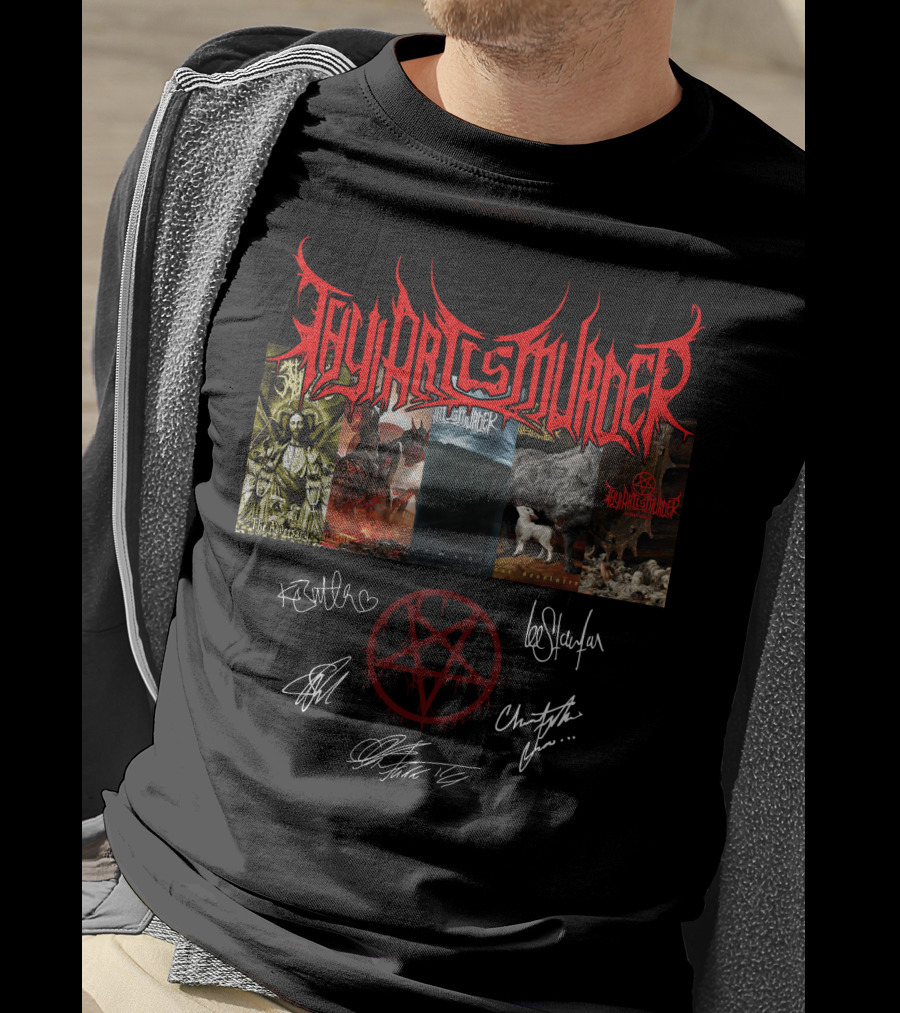 Thy Art Is Murder Autographed Band Artwork With Pentagram Symbol T-Shirt
