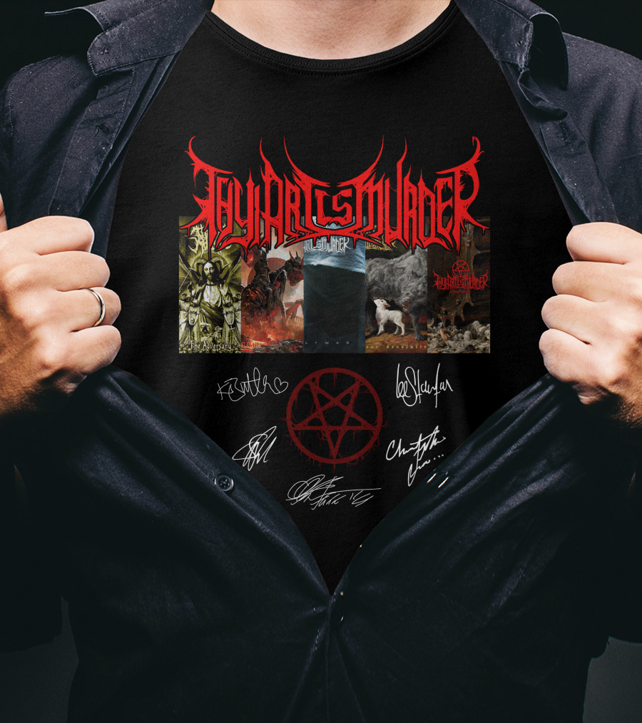 Thy Art Is Murder Autographed Band Artwork With Pentagram Symbol T-Shirt