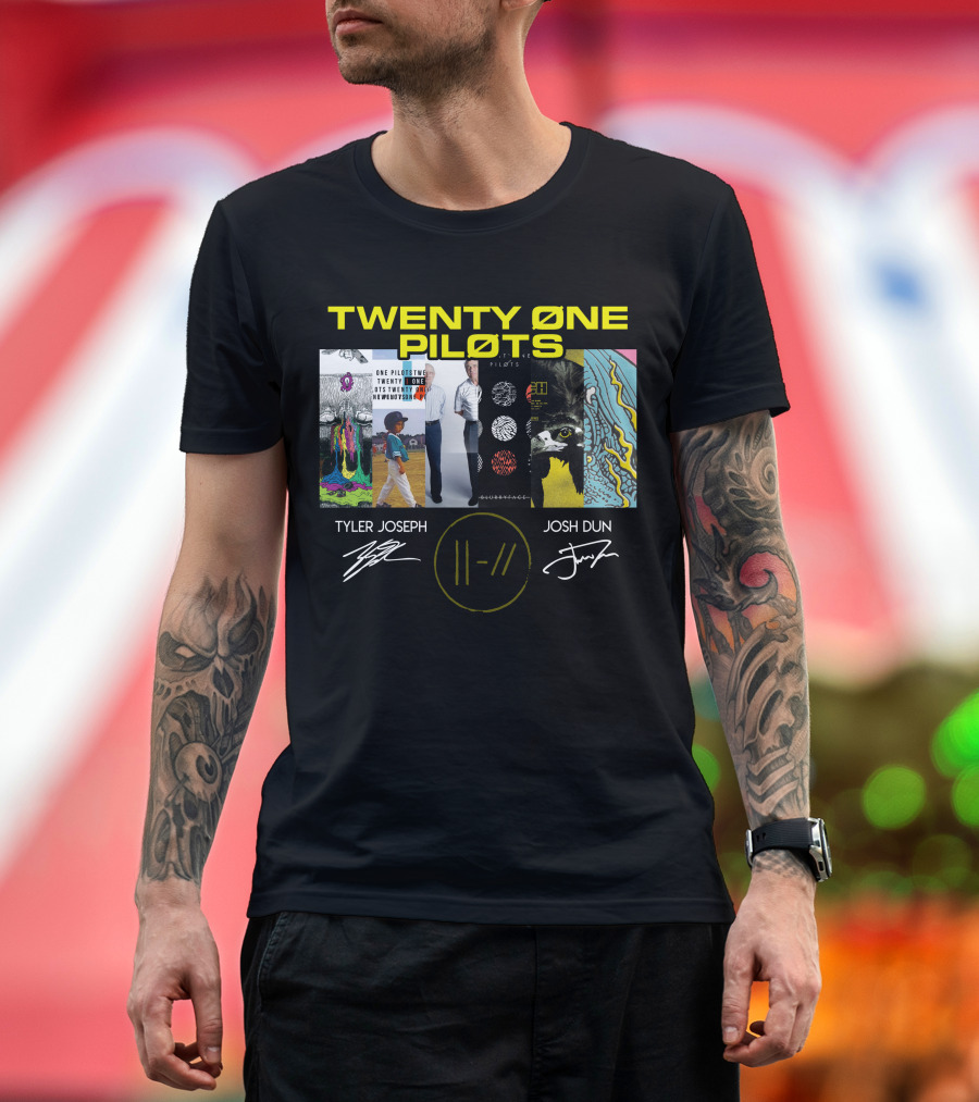Twenty Øne Piløts Album Art And Signatures Tyler Joseph Josh Dun T-Shirt