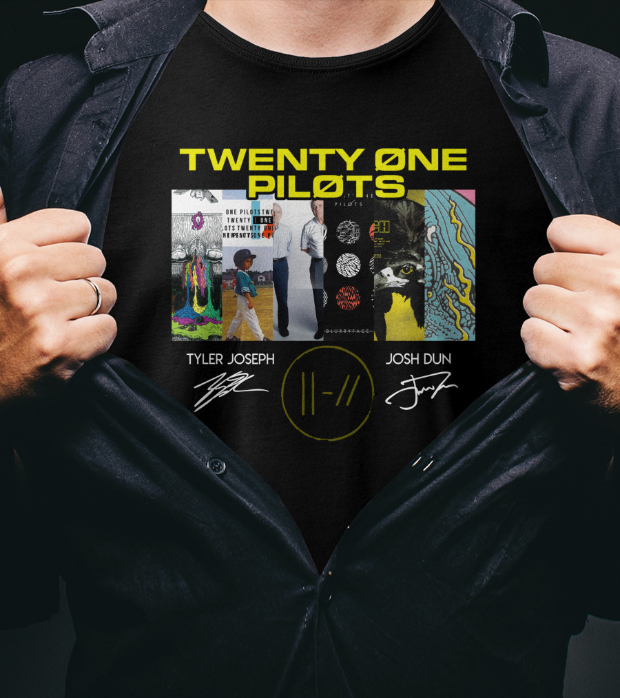 Twenty Øne Piløts Album Art And Signatures Tyler Joseph Josh Dun T-Shirt