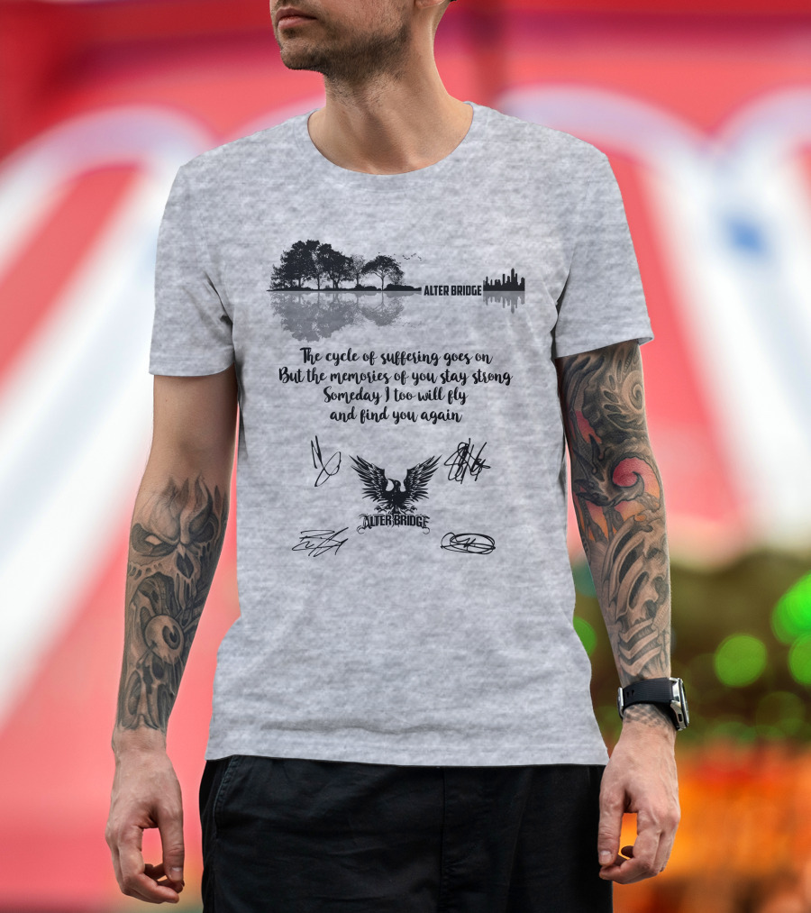Alter Bridge Cycle Of Suffering Reflection Skyline Eagle Signatures T-Shirt