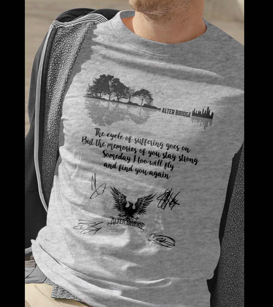 Alter Bridge Cycle Of Suffering Reflection Skyline Eagle Signatures T-Shirt