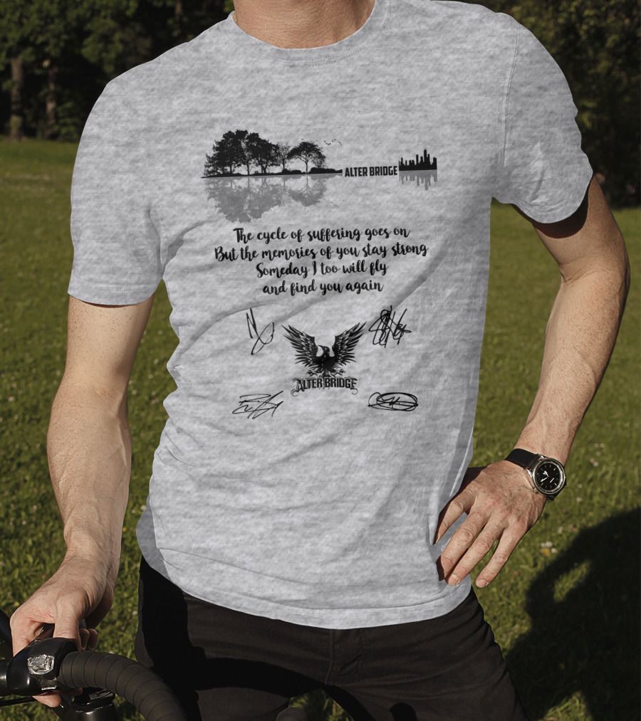 Alter Bridge Cycle Of Suffering Reflection Skyline Eagle Signatures T-Shirt