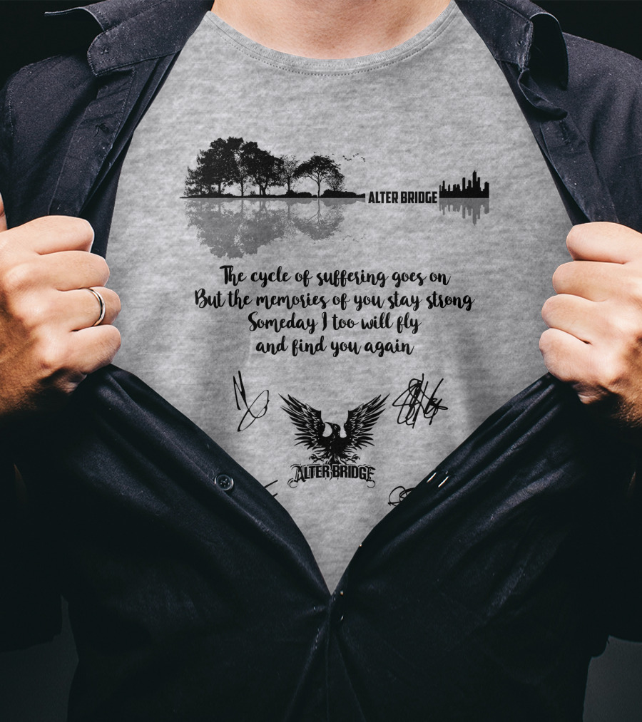 Alter Bridge Cycle Of Suffering Reflection Skyline Eagle Signatures T-Shirt