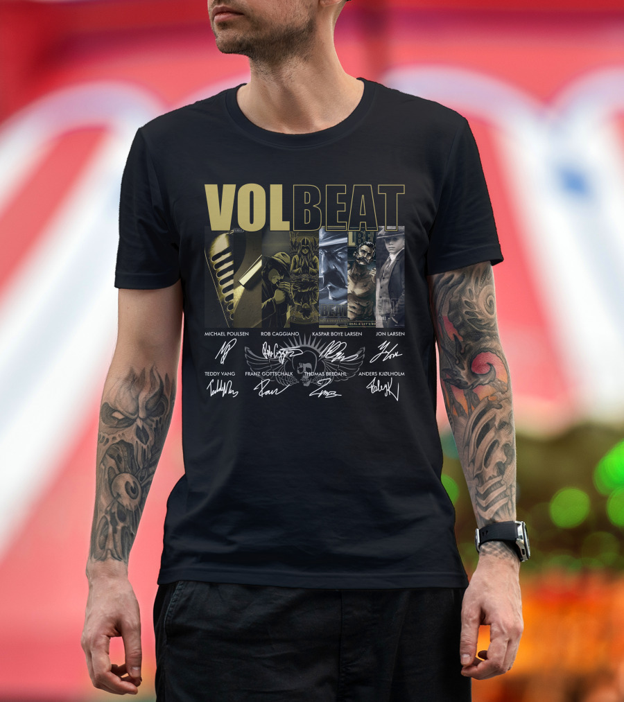 Volbeat Band Member Signatures And Album Art T-Shirt