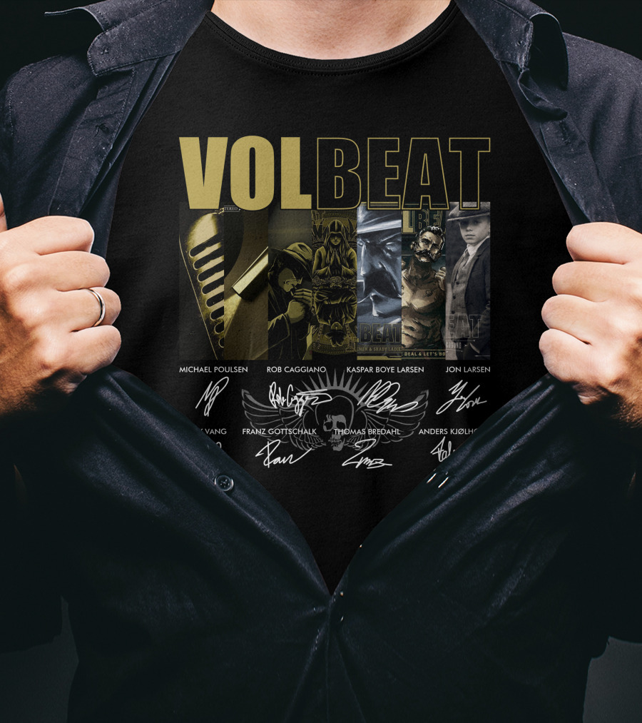 Volbeat Band Member Signatures And Album Art T-Shirt