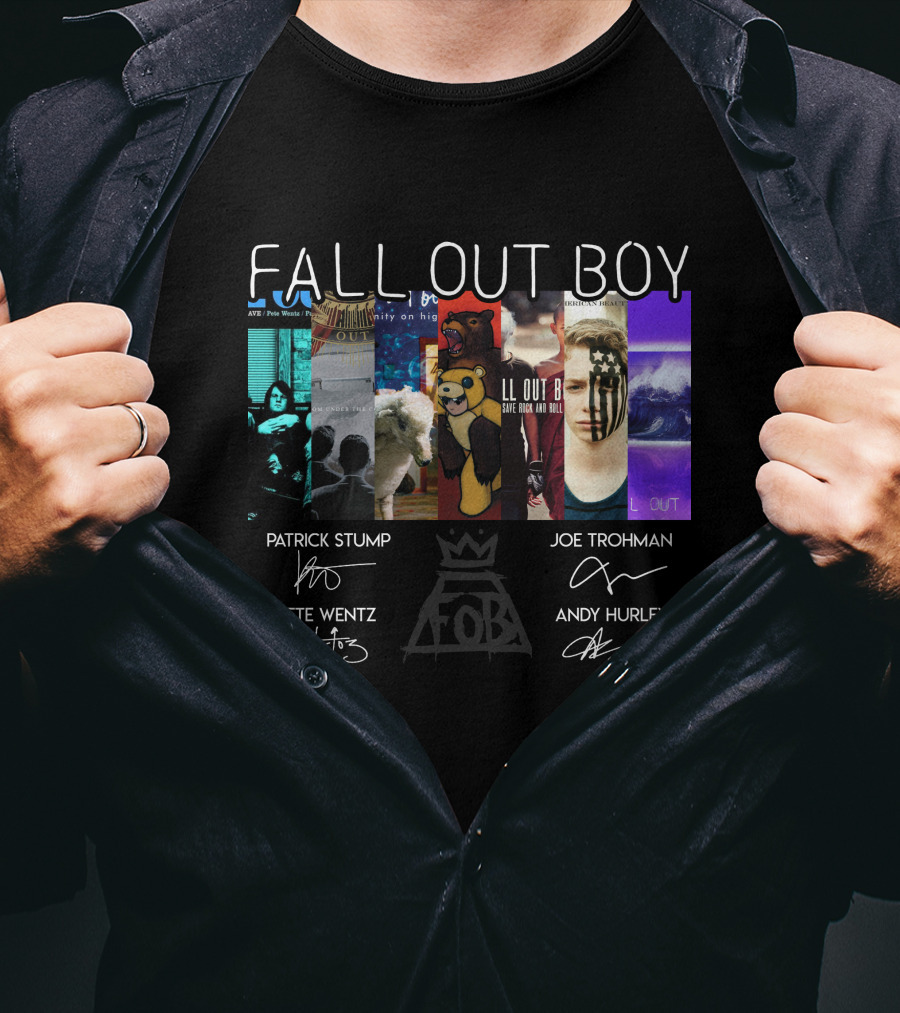 Fall Out Boy Signed Album Cover Foil Poster T-Shirt